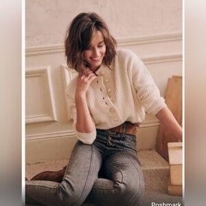 COPY - Sezane Maxime Grey Paperbag Jeans Button Fly High Rise 34